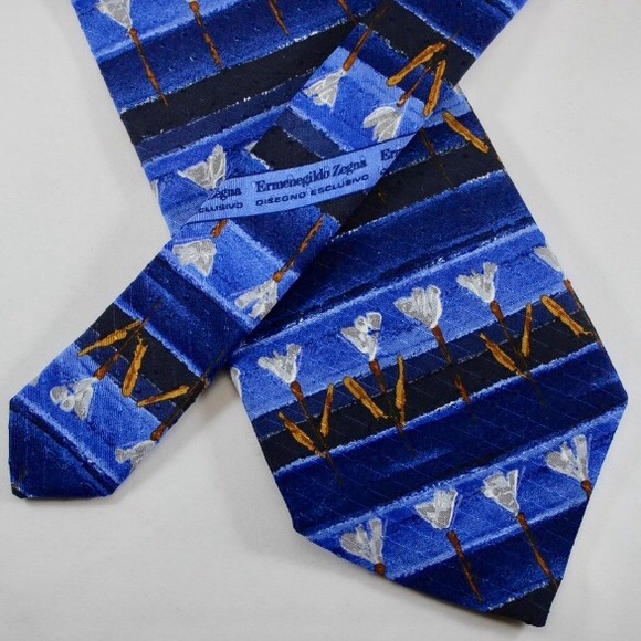 Ermenegildo Zegna Other - Ermenegildo Zegna Tie Blue w Painted Tulips EUC